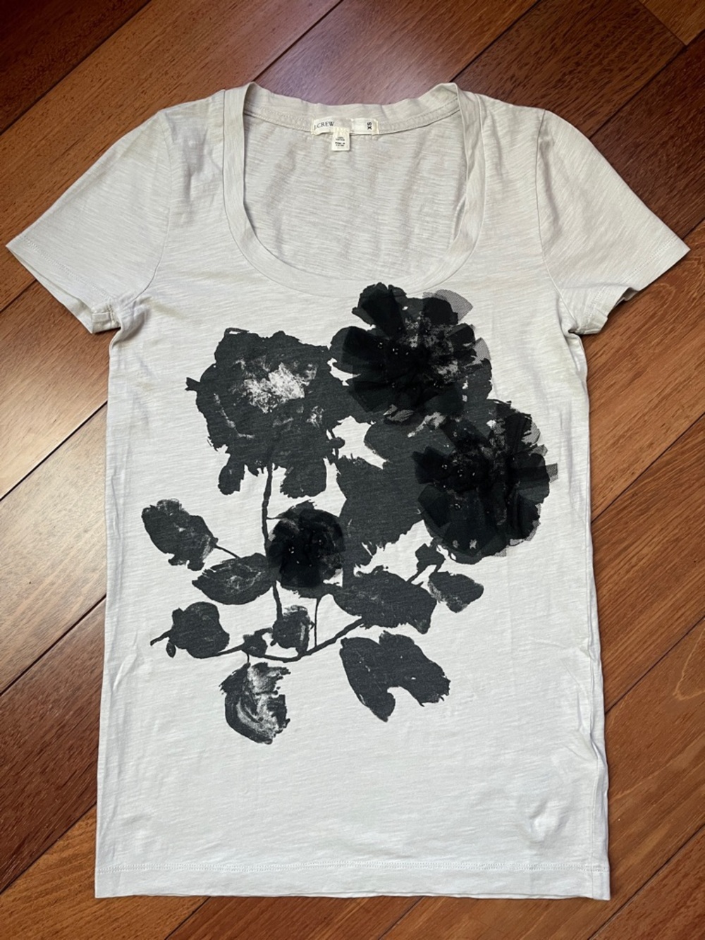 NWOT J.Crew Dark Floral Sequin & Chiffon Tee